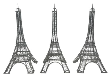 SET OF 3 METAL EIFFEL TOWER SCULPTURES 14"