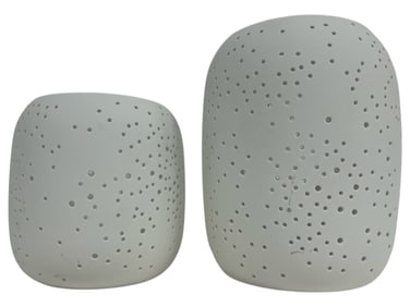 PAIR OF WEST ELM WHITE CERAMIC LUMINARIES