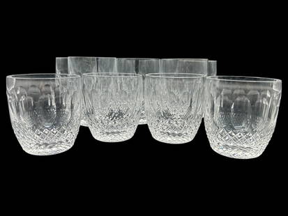 SET OF 10 WATERFORD CUT CRYSTAL WHISKEY GLASSES 4": - CLASSIC AND SUBSTANTIAL, THESE GLASSES FEATURE WATERFORD’S ICONIC CROSSHATCH AND PANEL PATTERNING WITH BEAUTIFULLY CUT FACETS THAT CATCH AND REFRACT LIGHT – PERFECT FOR SERVING WHISKEY, BOURBON,