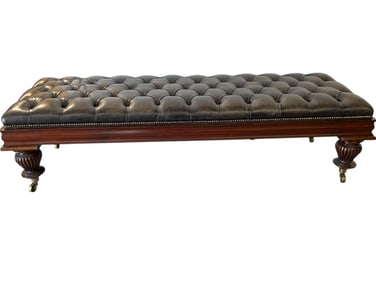VICTORIAN STYLE TUFTED LEATHER BENCH