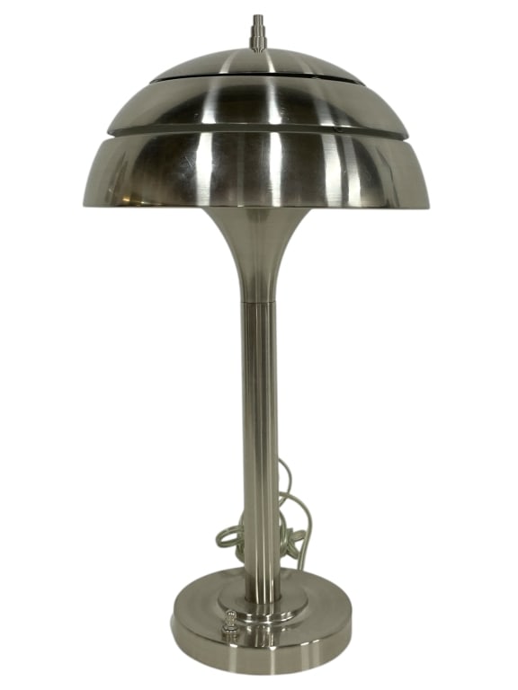 LEVENGER ART DECO NICKEL FINISH MUSHROOM LAMP (1 of 10)