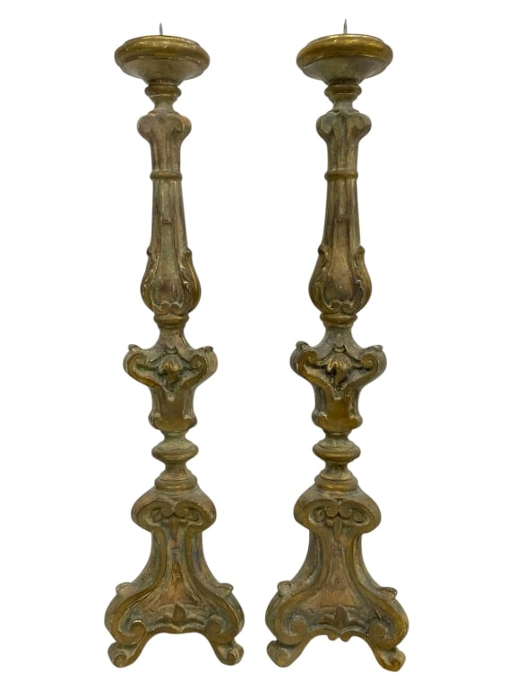 PAIR OF LARGE BAROQUE STYLE CANDLESTICKS 25" (1 of 3)