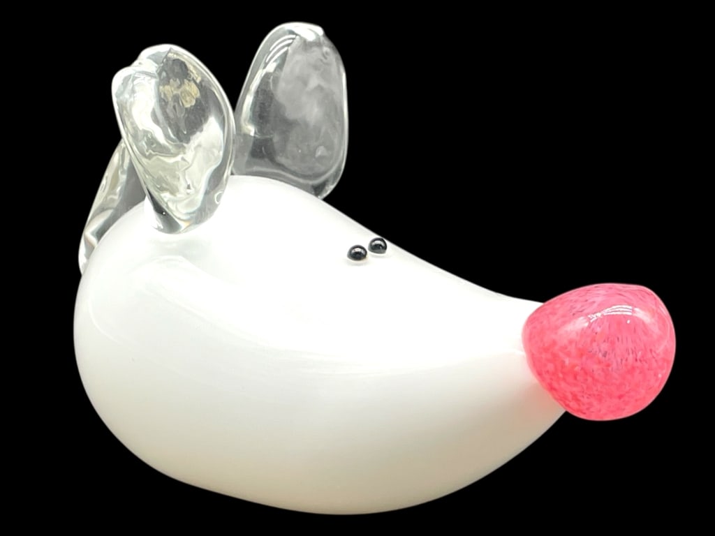 MURANO STYLE ART GLASS MOUSE SCULPTURE 7" (1 of 6)