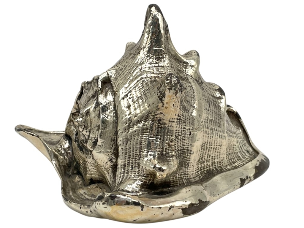 SILVER CONCH SHELL SCULPTURE 8" (1 of 6)