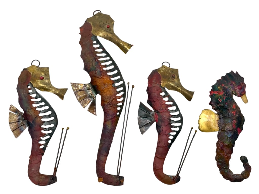 4 PIECE MIXED METAL SEAHORSE WALL ART (1 of 6)