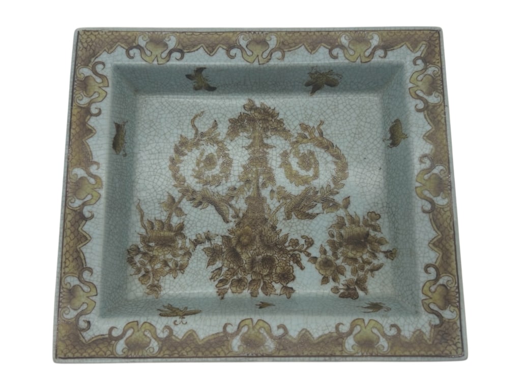 DECORATIVE CERAMIC TRAY WITH FLORAL MOTIF 7" (1 of 5)