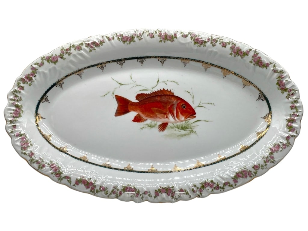 LARGE AUSTRIA ANTIQUE OVAL FISH PLATTER (1 of 6)