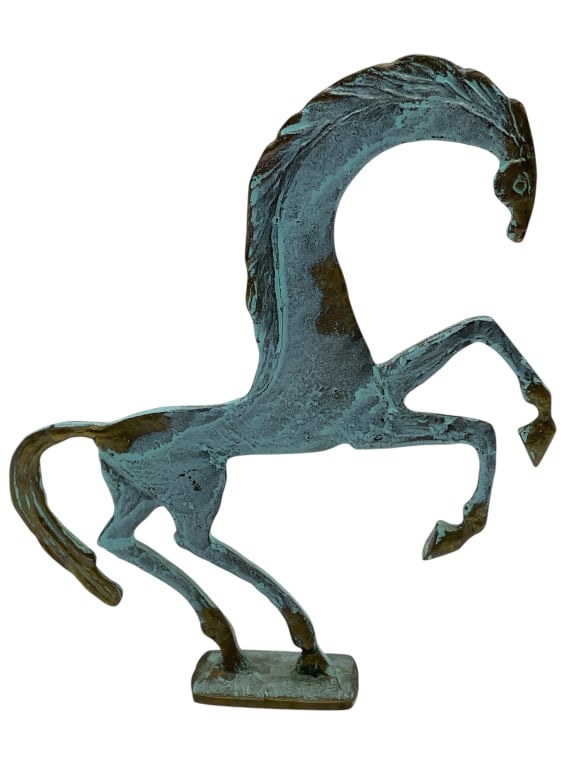 ANCIENT GREEK BRASS HORSE SCULPTURE 8": ANCIENT GREEK BRASS HORSE SCULPTURE 8" -VERY GOOD PRE OWNED CONDITION -APPROX 8" TALL