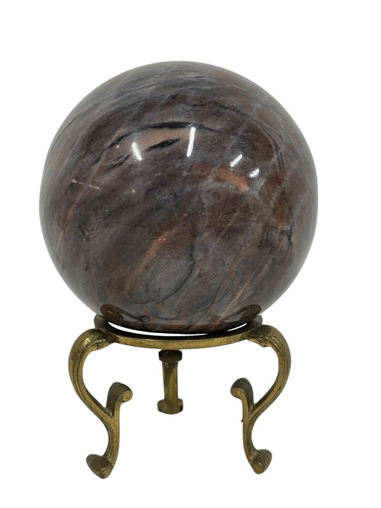 BLUE JASPER NATURAL STONE SPHERE ON BRASS STAND (1 of 2)