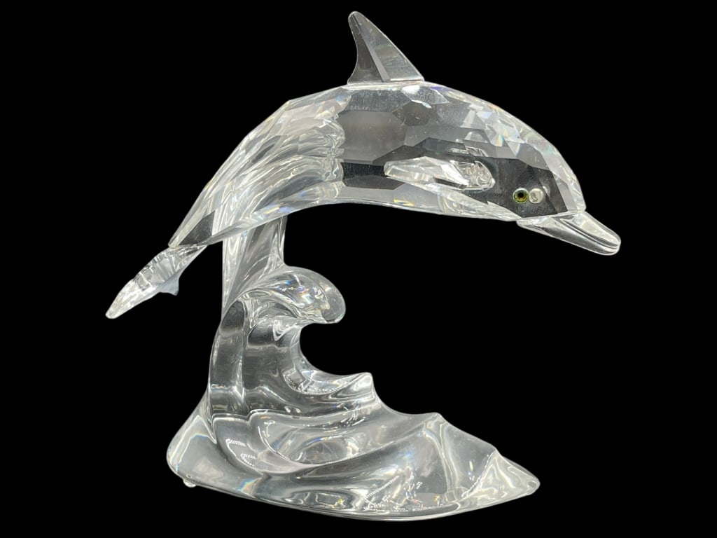 SWAROVSKI CRYSTAL DOLPHIN ON WAVE FIGURINE 3.5" (1 of 5)