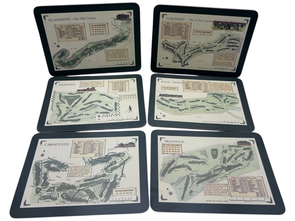SET OF 6 SCOTTISH GOLF COURSE MAP PLACEMATS 8.5" (1 of 5)