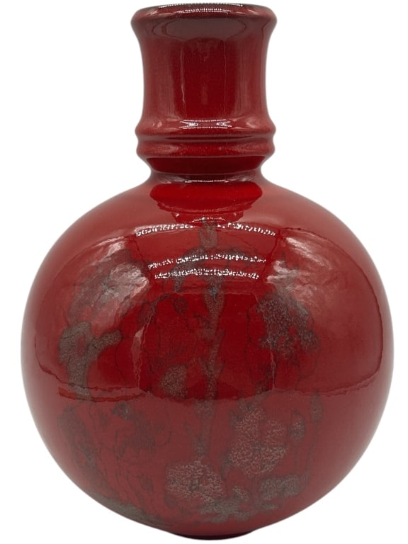 VINTAGE RED GLAZED CERAMIC VASE 11" (1 of 5)