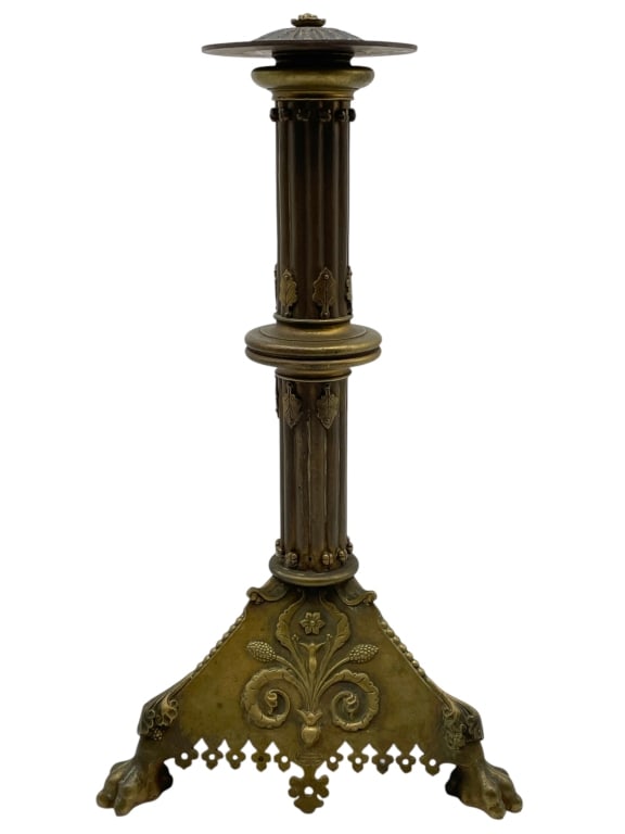 ANTIQUE BRASS CANDLESTICK 19" (1 of 5)