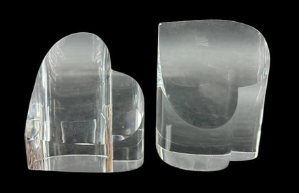 TWO CRYSTAL STEUBEN HEART PAPERWEIGHTS