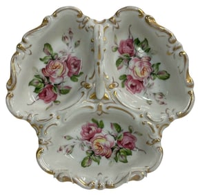 VICTORIAN STYLE PORCELAIN FLORAL RELISH DISH