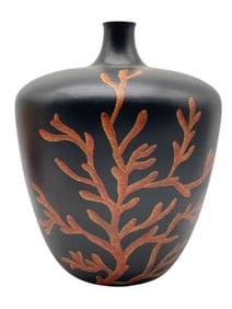 INTERLUDE HOME MODERN CERAMIC VASE W/ CORAL 12"