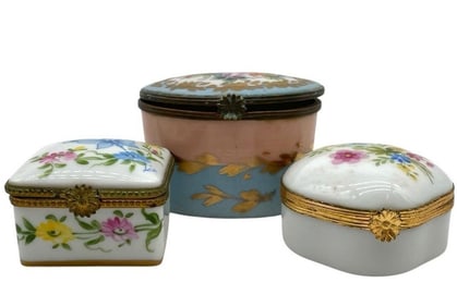 SET OF 3 VINTAGE FLORAL TRINKET BOXES