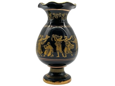 HAND PAINTED GREEK VASE 24K GOLD 7"