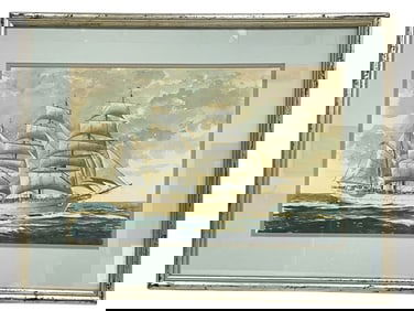 NAUTICAL FRAMED PRINT OF SAILING SHIP 26.5"