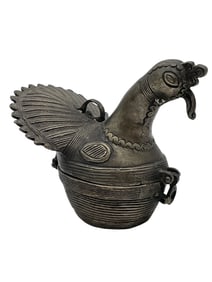 BRASS PEACOCK FORM CONTAINER 5"