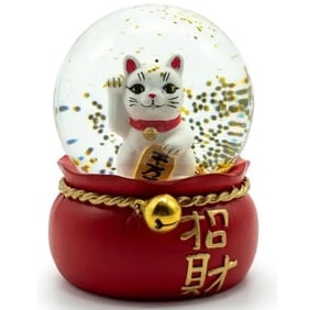 NEW! LUCKY CAT SNOW GLOBE