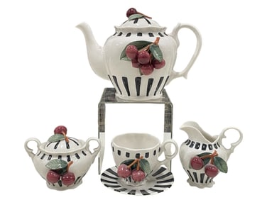 KATHERINE'S COLLECTION CHERRY MOTIF TEA SET
