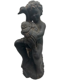 HEN-FEATHERS BRONZE STYLE FIGURAL STATUE 25"