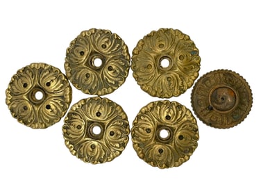 SET OF 6 GILT BRONZE MOUNTING BACKPLATES