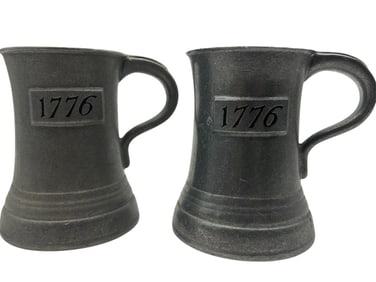 PAIR OF COMMEMORATIVE 1776 PEWTER TANKARDS 5"