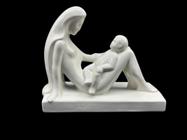 MODERNIST WHITE GLAZED CERAMIC SCULPTURE 12"