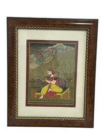 FRAMED INDIAN RAJASTHANI/MUGHAL STYLE PRINT 15.5"