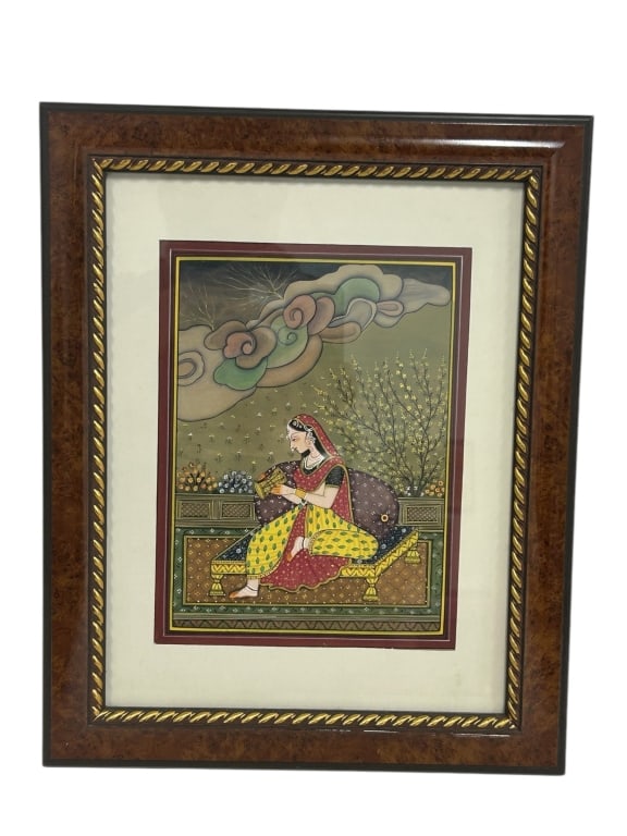 FRAMED INDIAN RAJASTHANI/MUGHAL STYLE PRINT 15.5" (1 of 4)