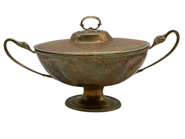FOOTED BRASS TUREEN WITH LID