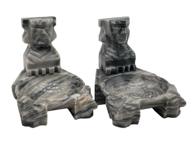 PAIR OF VINTAGE MEXICAN STONE ASHTRAYS