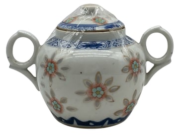 VINTAGE HAND-PAINTED PORCELAIN SUGAR BOWL 5"