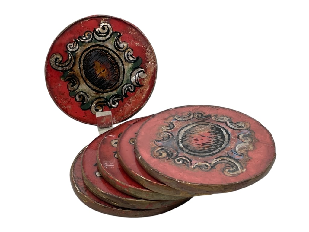 SET OF 6 HANDPAINTED COASTERS (1 of 5)