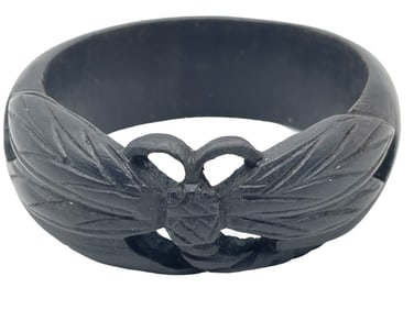BLACK DRAGONFLY BRACELET WOOD GRAIN 3" DIAMETER