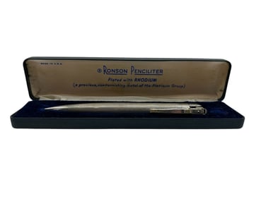 VINTAGE RONSON PENCILITER – RHODIUM-PLATED