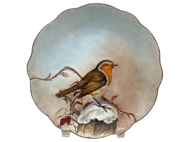 HAND PAINTED PORCELAIN BIRD PLATE 9"
