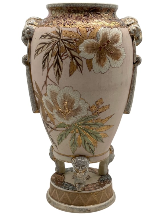 JAPANESE SATSUMA STYLE VASE 17" (1 of 6)