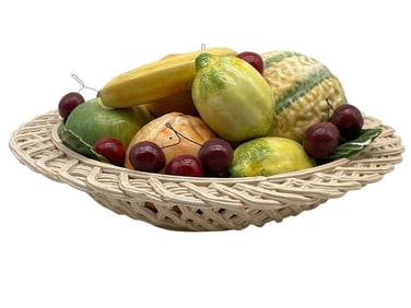 ITALIAN CERAMIC FRUIT ARRANGEMENT BASKET 14"