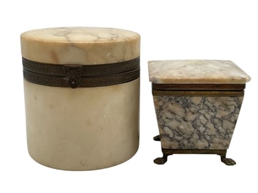 PAIR OF MARBLE TRINKET BOXES