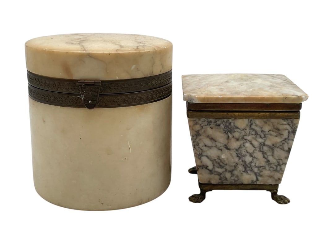 PAIR OF MARBLE TRINKET BOXES (1 of 8)