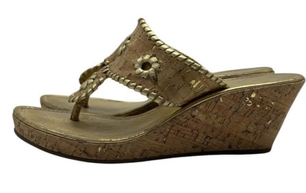 JACK ROGERS CORK WEDGE SANDALS SZ 9