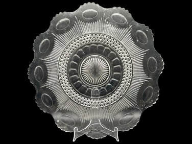 LARGE BULLSEYE PATTERN GLASS PLATTER 23"