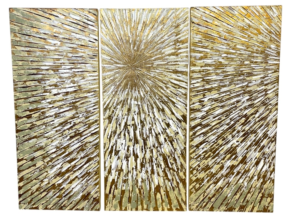 SET OF 3 MODERN TRIPTYCH METALLIC WALL ART 47" (1 of 4)