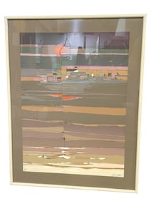 FRAMED ABSTRACT LANDSCAPE PRINT 43"