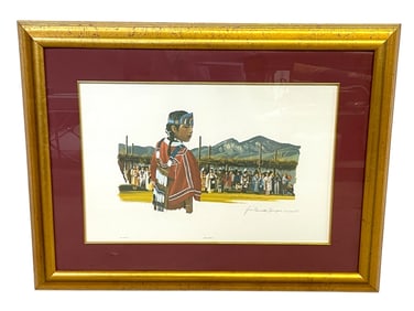 FRAMED NATIVE AMERICAN LITHOGRAPH 38"