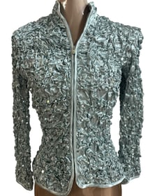 MSK METALLIC LIGHT BLUE SEQUIN RUCHED TOP