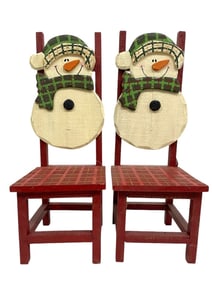SNOWMEN DECORATIVE STOOLS 2 PIECES 21"